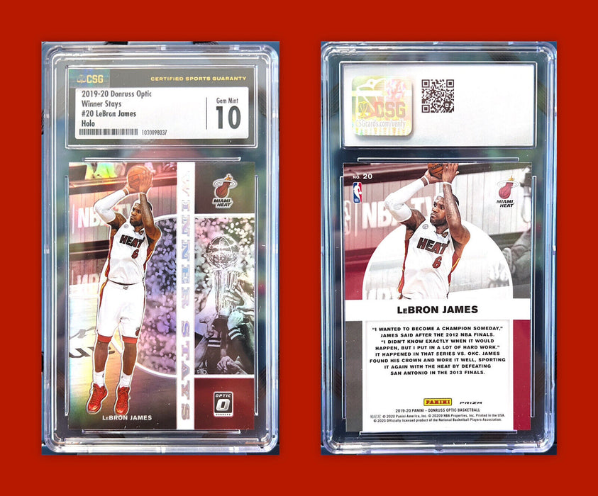 2019-20 DONRUSS OPTIC LEBRON JAMES WINNER STAYS HOLO #20 GEM MINT 10