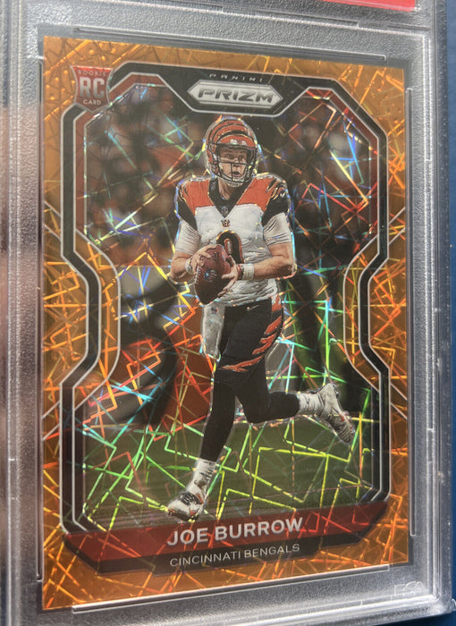 2020 Panini Prizm Joe Burrow Orange Lazer Prizm Rookie RC 307 PSA 9